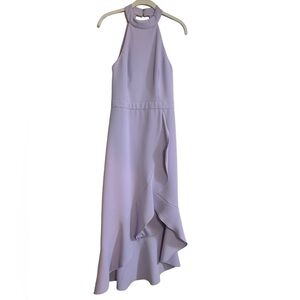 Aqua Formal Womens Lavender Midi Dress Halter Neck Open Back Ruffle Skirt Size 6